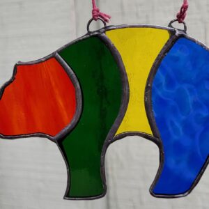 bear fetish stained glass suncatcher
