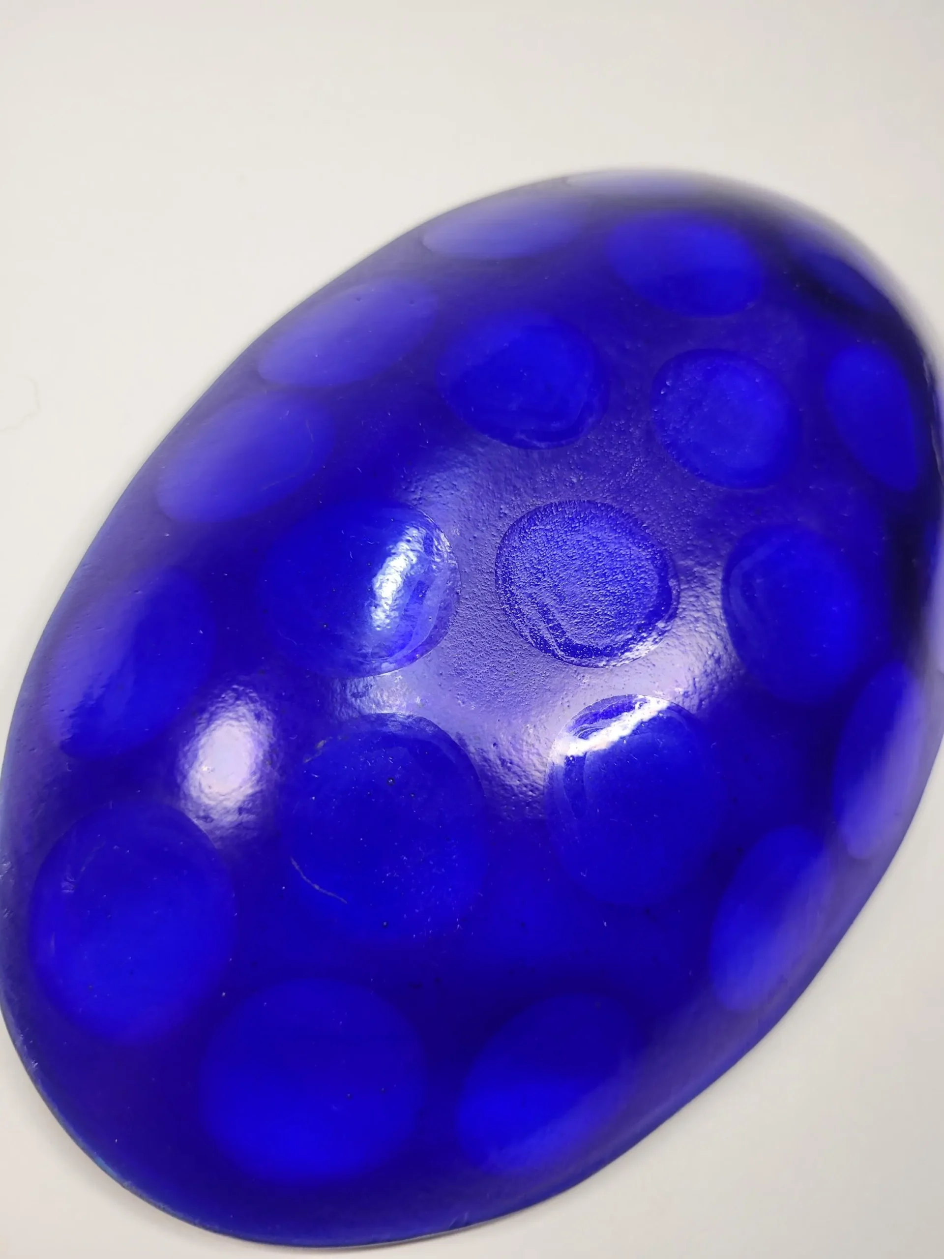 fused glass bowl, blue iridescent. fused glass bowl, blue iridescent.