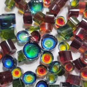 rainbow rings murrini: transparent coe 90 (1 oz)