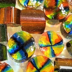 rainbow pinwheel murrini: transparent coe 90 (1 oz)